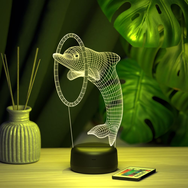 3D светильник  Светильник "Дельфин и кольцо"