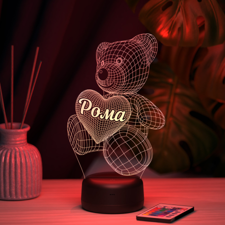 3D светильник  Светильник "Мишка с именем Рома"
