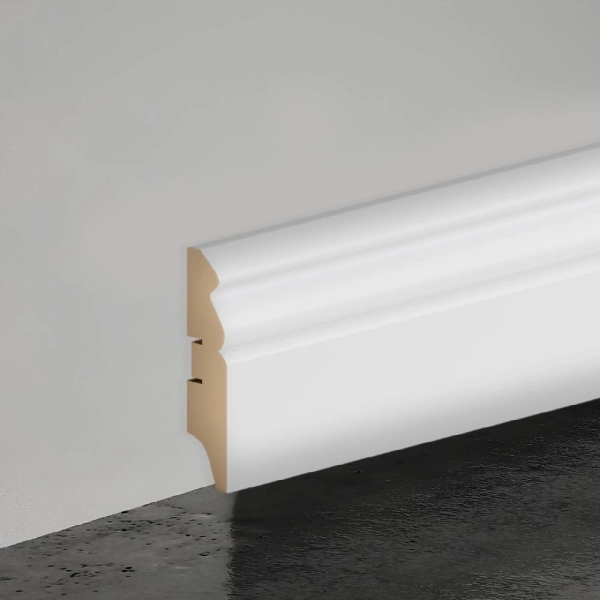 2К Напольный плинтус МДФ Stella 70E 2000х70х16 Белый (7шт в упак)