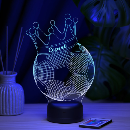 3D светильник  Светильник "Мяч с короной с именем Сергей"