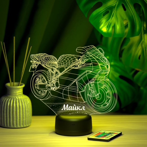 3D светильник  Светильник "Мотобайк с именем Майкл"