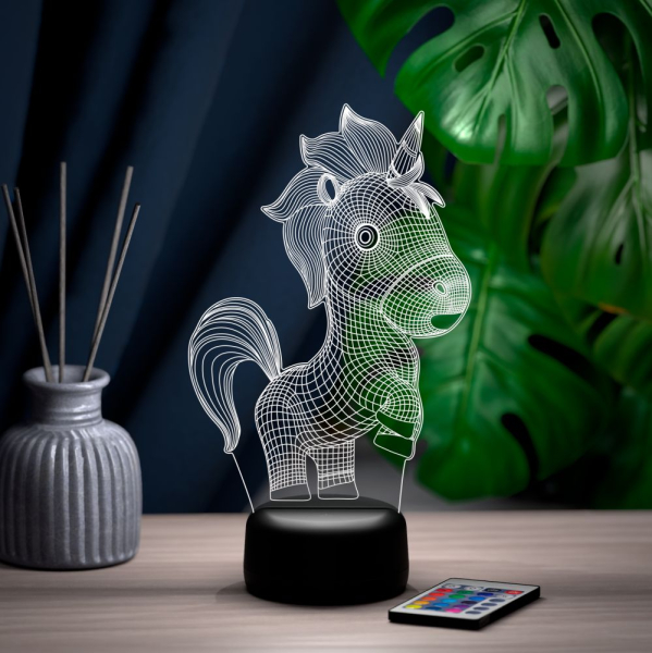 3D светильник  Светильник "Малютка единорог на дыбах"