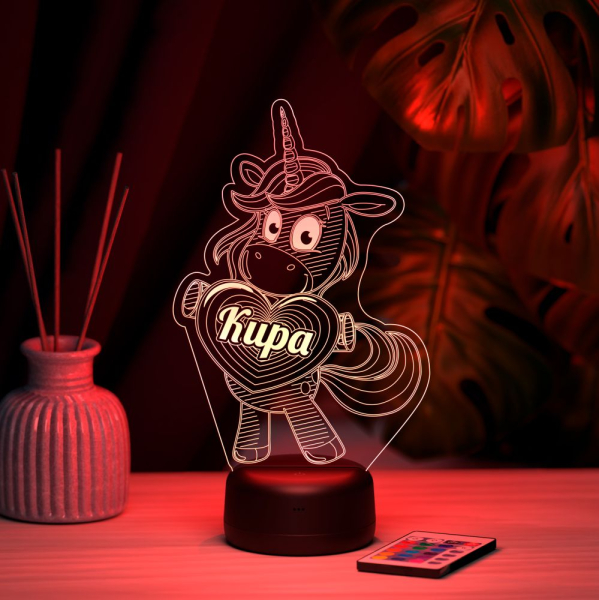 3D светильник  Светильник "Единорог с именем Кира"