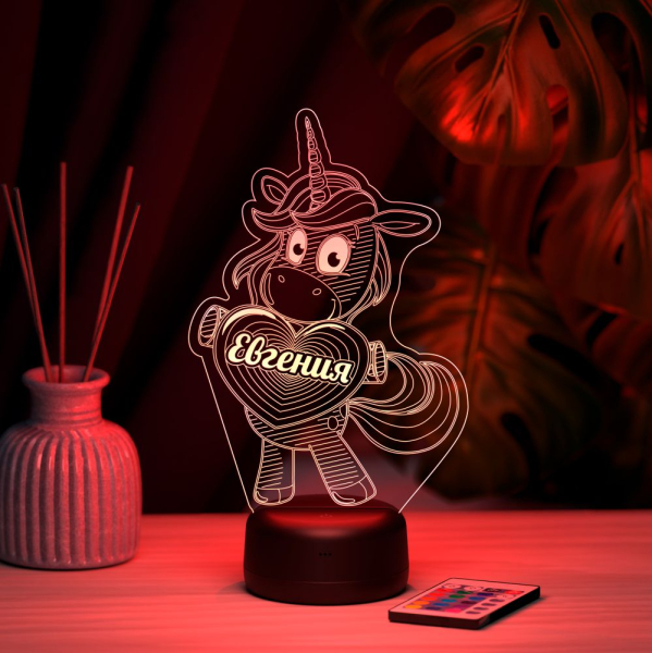 3D светильник  Светильник "Единорог с именем Евгения"