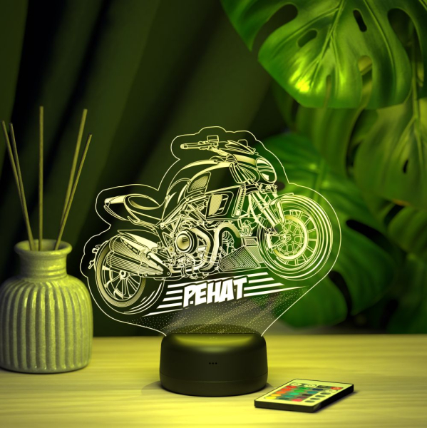 3D светильник  Светильник "Байк с именем Ренат"