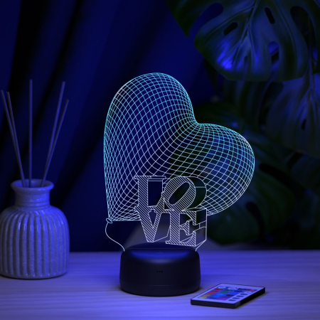 3D светильник  Светильник "Сердце LOVE"
